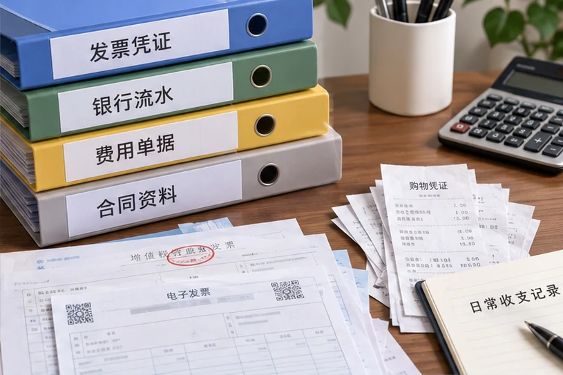 整理企业票据与日常账务资料的服务场景示意