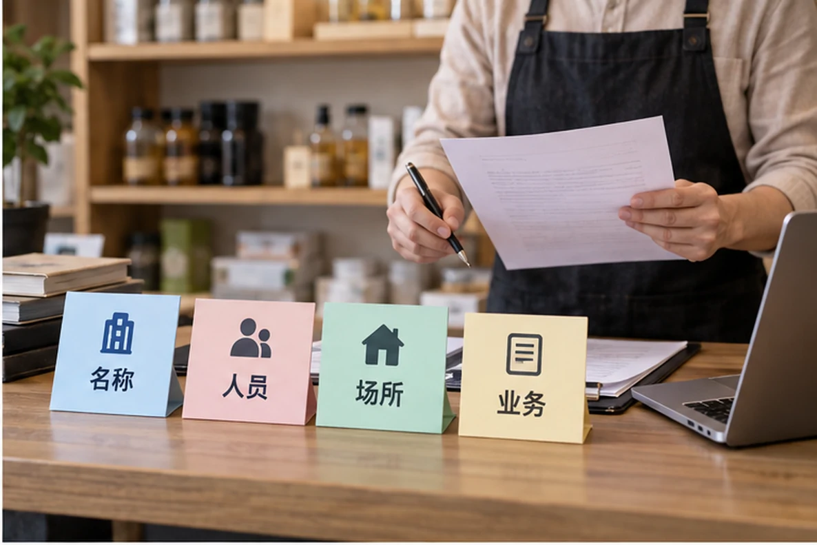 核对注册公司资料与办理事项的服务场景示意