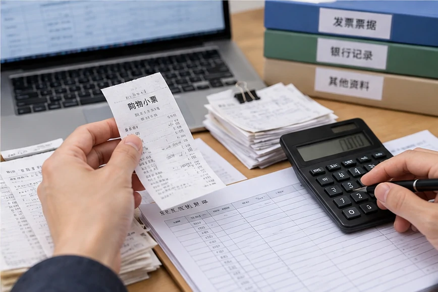 整理企业票据与日常账务资料的服务场景示意