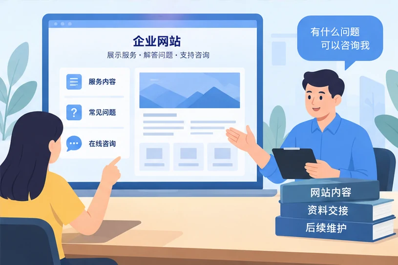企业网站展示业务与服务信息的场景示意
