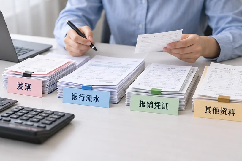 整理企业票据与日常账务资料的服务场景示意