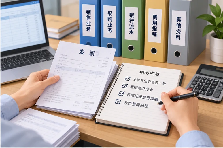整理企业票据与日常账务资料的服务场景示意