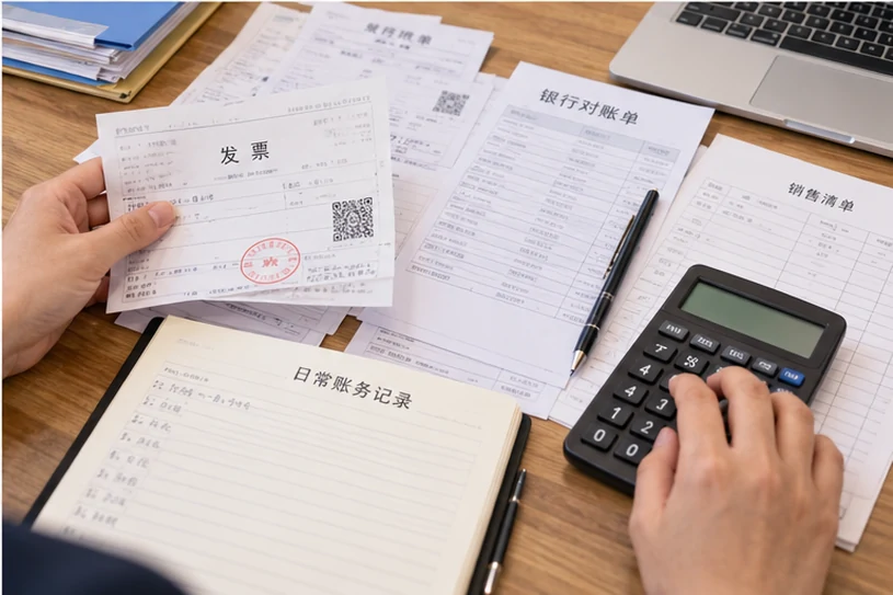 整理企业票据与日常账务资料的服务场景示意