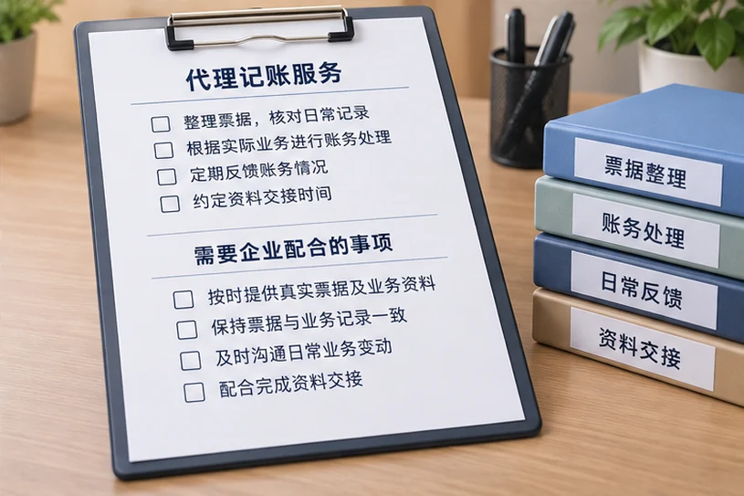 整理企业票据与日常账务资料的服务场景示意