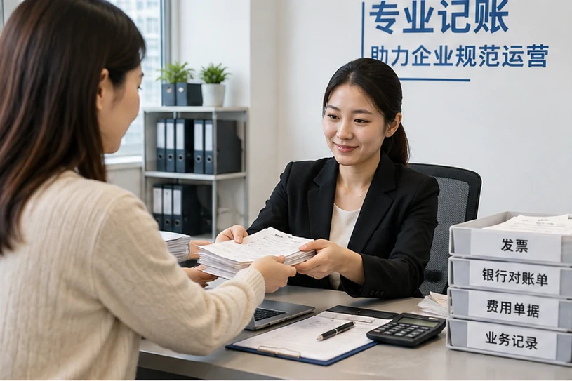 整理企业票据与日常账务资料的服务场景示意