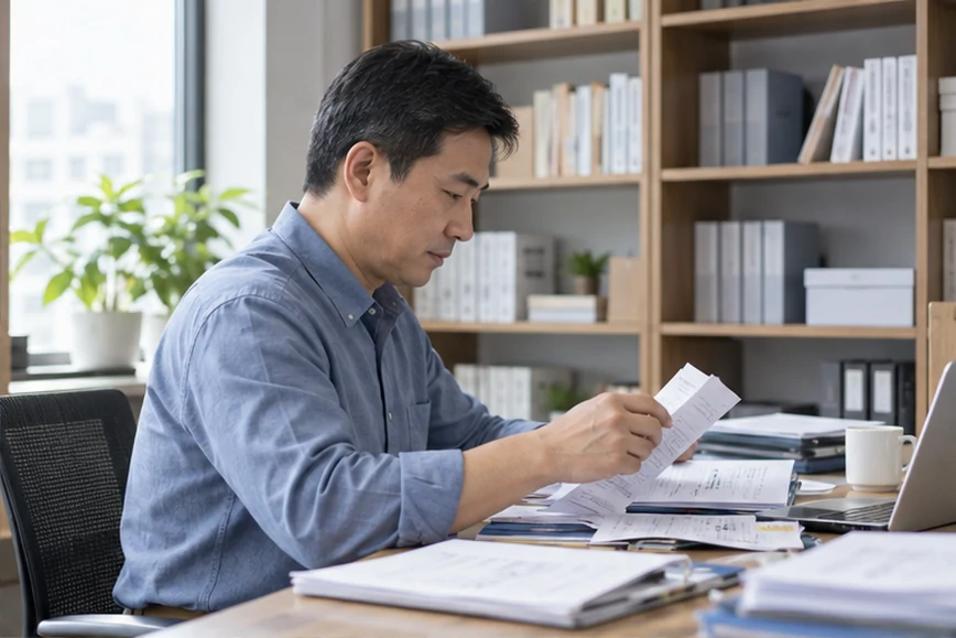 整理企业票据与日常账务资料的服务场景示意