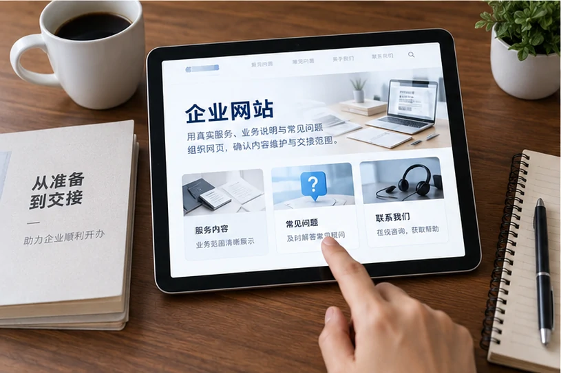 企业网站展示业务与服务信息的场景示意