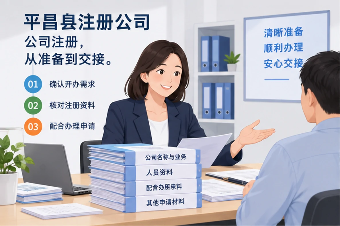 核对注册公司资料与办理事项的服务场景示意