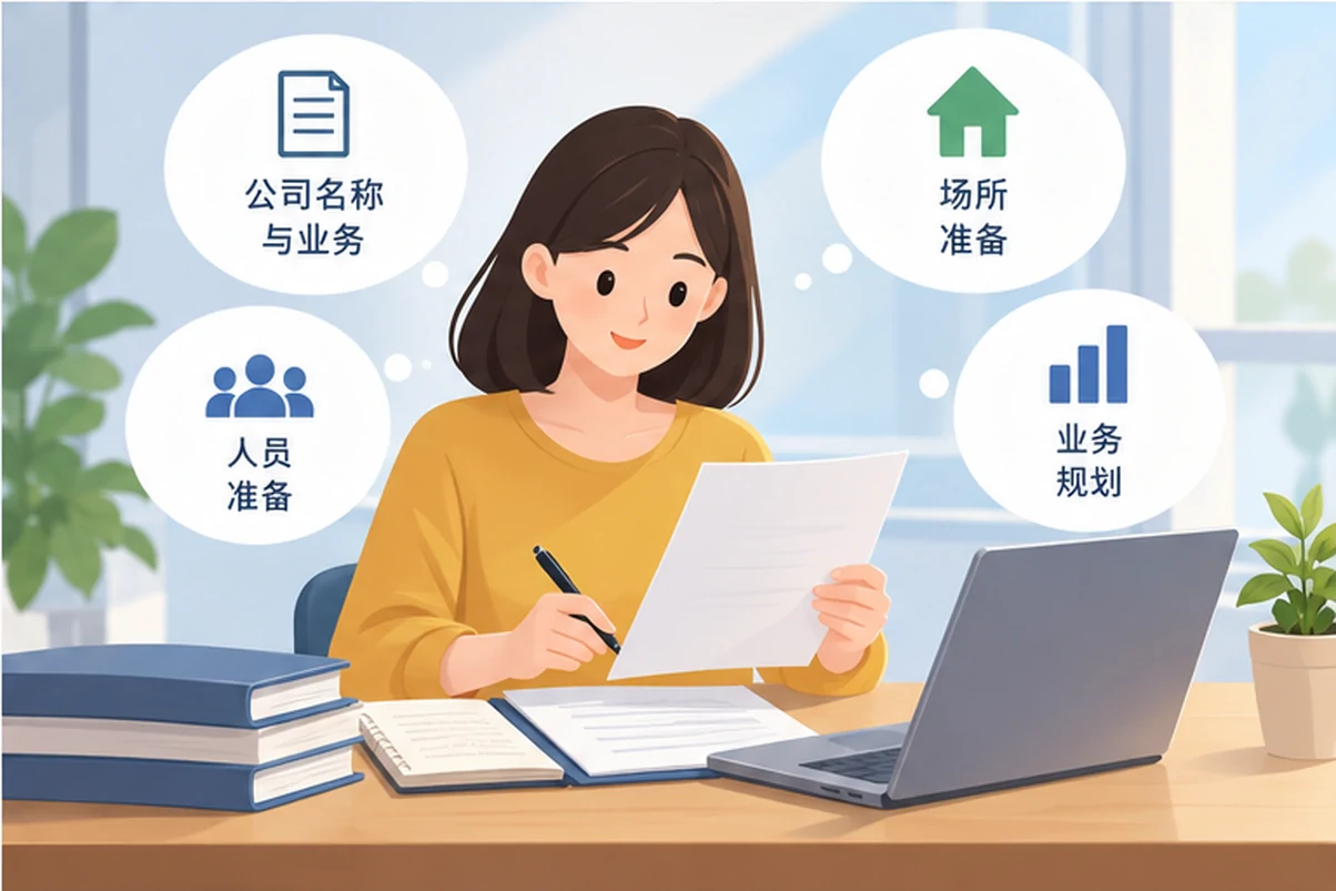 创业者一起整理开办计划的服务场景示意