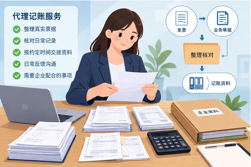 整理企业票据与日常账务资料的服务场景示意