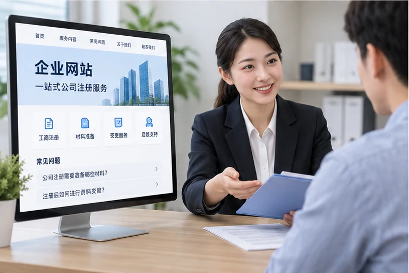 企业网站展示业务与服务信息的场景示意
