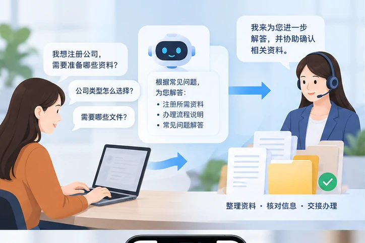 在线客服接待与咨询整理的服务场景示意
