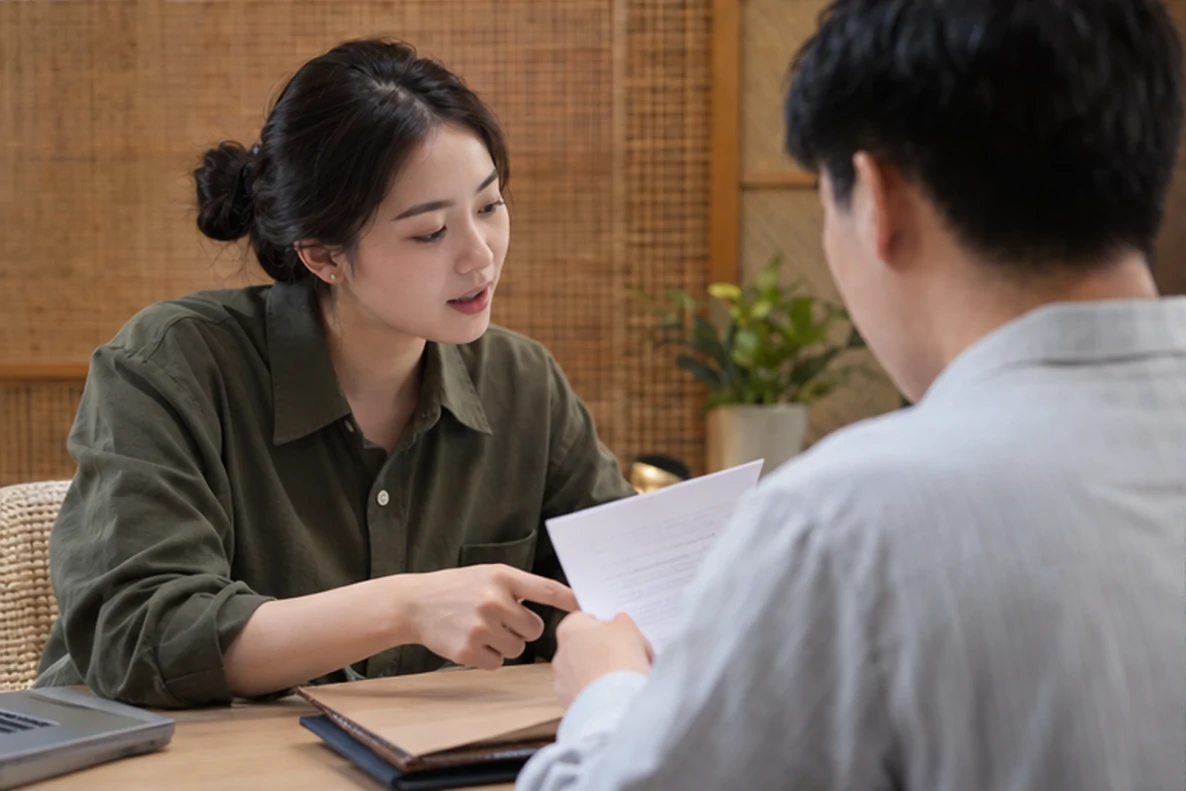 核对注册公司资料与办理事项的服务场景示意
