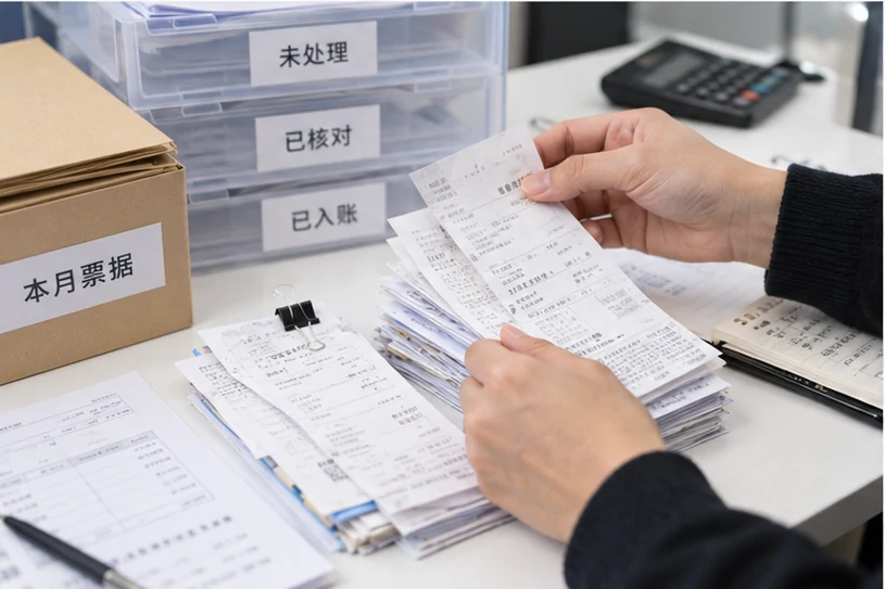 整理企业票据与日常账务资料的服务场景示意