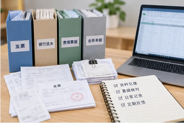 整理企业票据与日常账务资料的服务场景示意