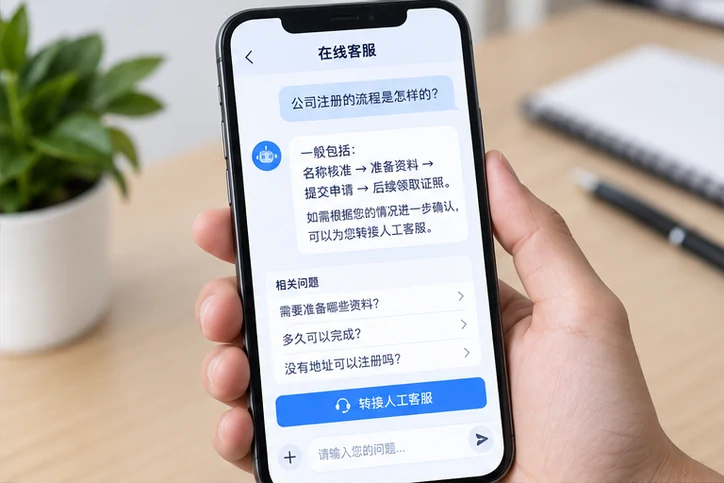 在线客服接待与咨询整理的服务场景示意