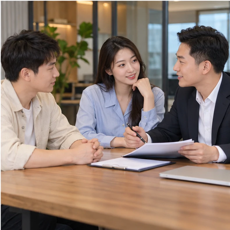 核对注册公司资料与办理事项的服务场景示意