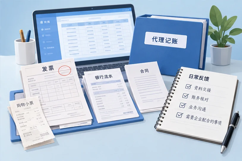整理企业票据与日常账务资料的服务场景示意