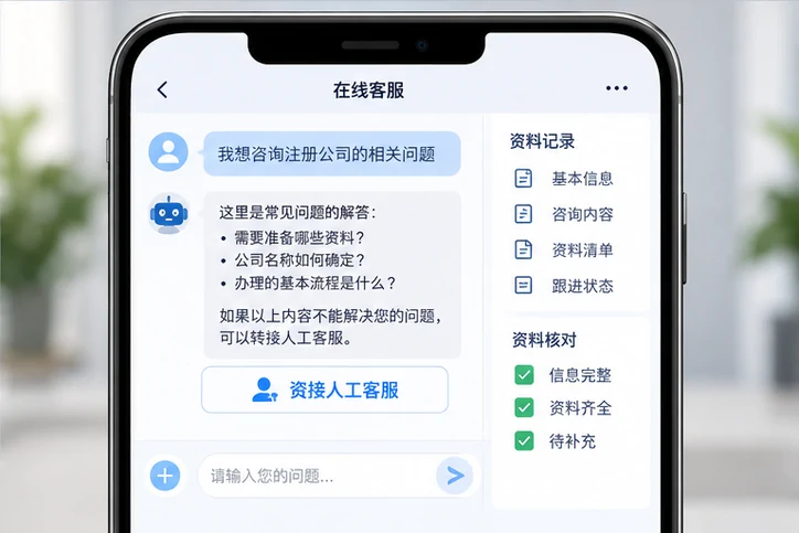 在线客服接待与咨询整理的服务场景示意