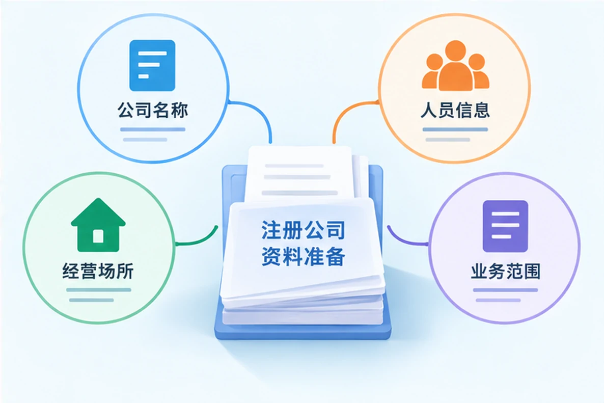 核对注册公司资料与办理事项的服务场景示意