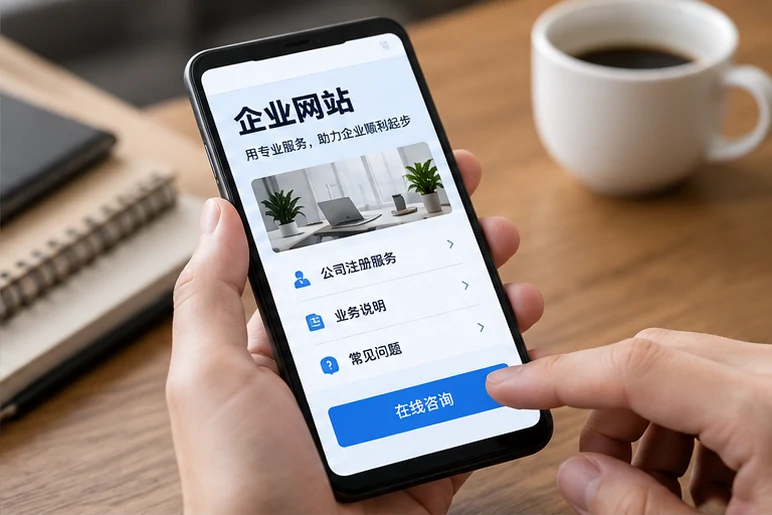企业网站展示业务与服务信息的场景示意