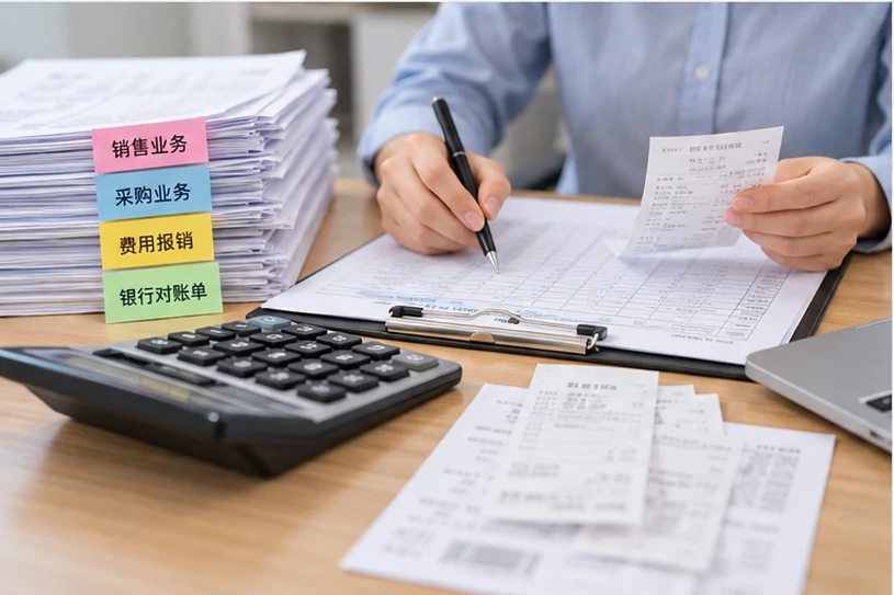 整理企业票据与日常账务资料的服务场景示意