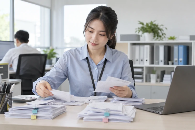 整理企业票据与日常账务资料的服务场景示意