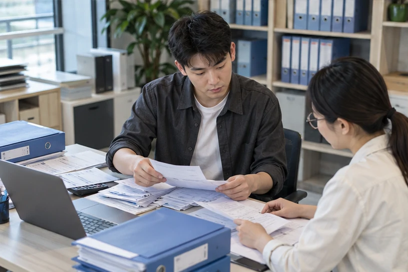 整理企业票据与日常账务资料的服务场景示意