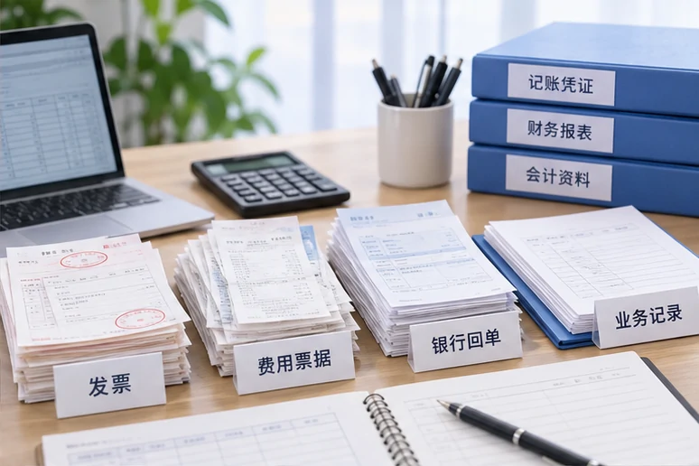 整理企业票据与日常账务资料的服务场景示意