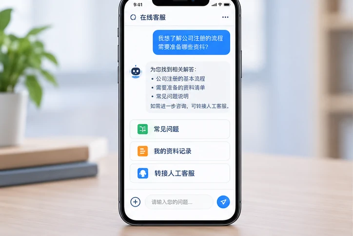 在线客服接待与咨询整理的服务场景示意