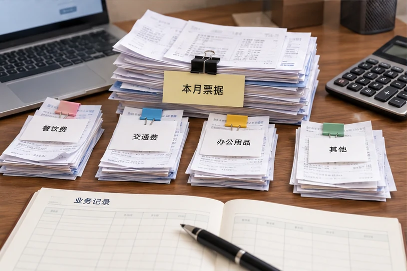 整理企业票据与日常账务资料的服务场景示意