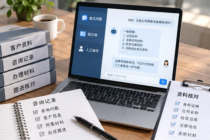 在线客服接待与咨询整理的服务场景示意