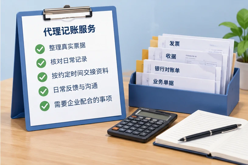 整理企业票据与日常账务资料的服务场景示意