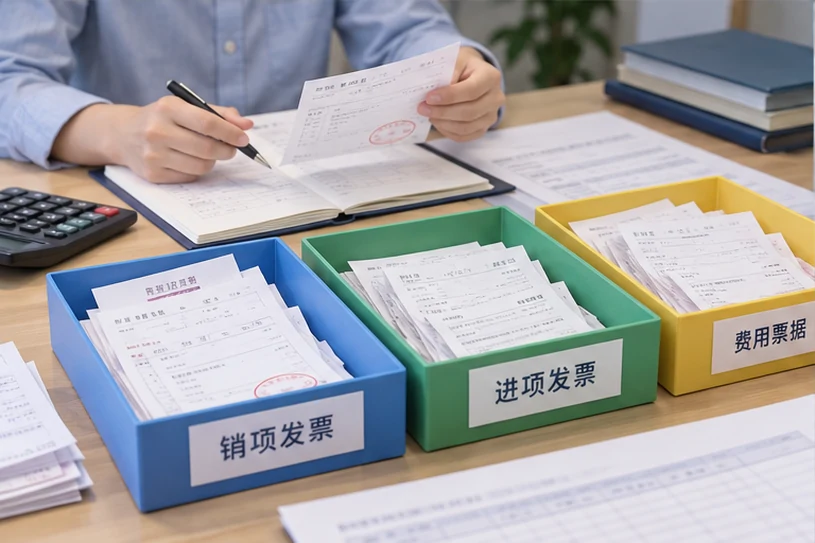 整理企业票据与日常账务资料的服务场景示意