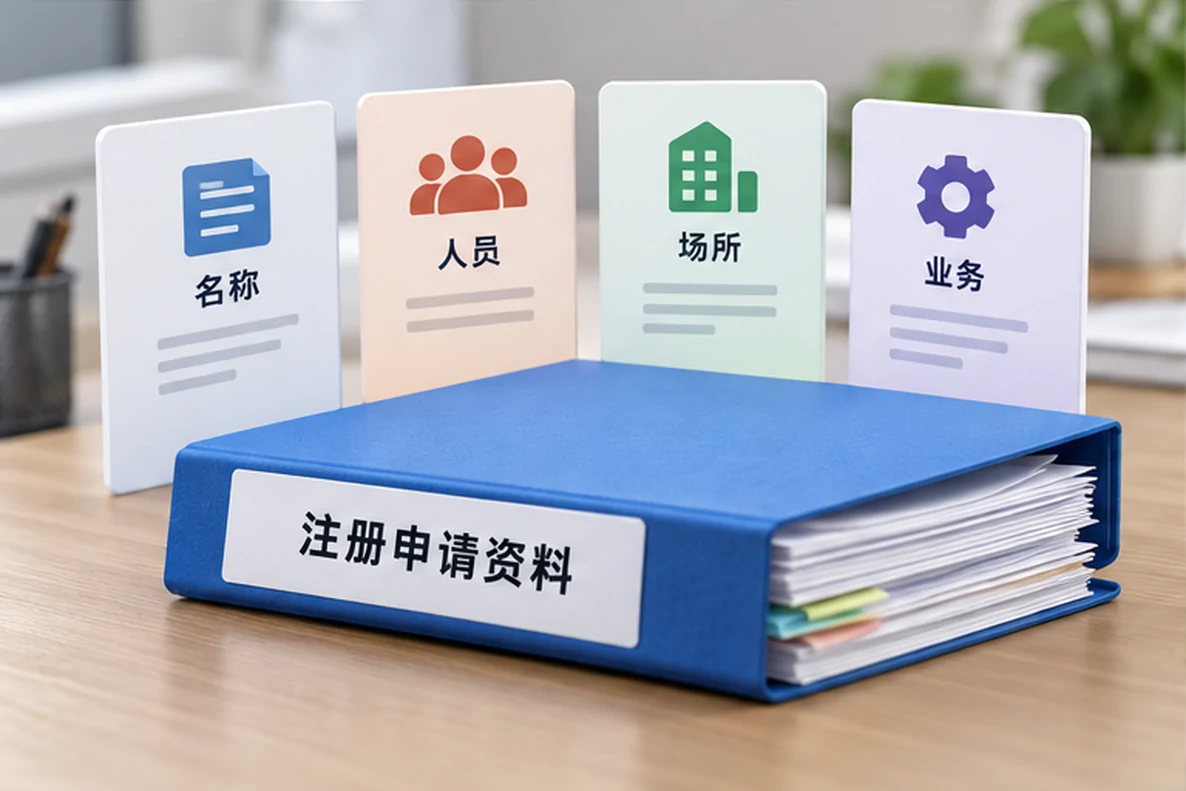 核对注册公司资料与办理事项的服务场景示意