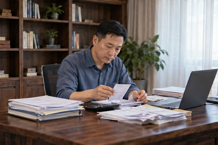 整理企业票据与日常账务资料的服务场景示意