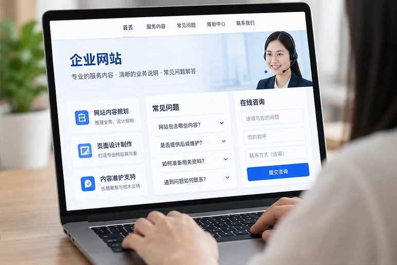 企业网站展示业务与服务信息的场景示意