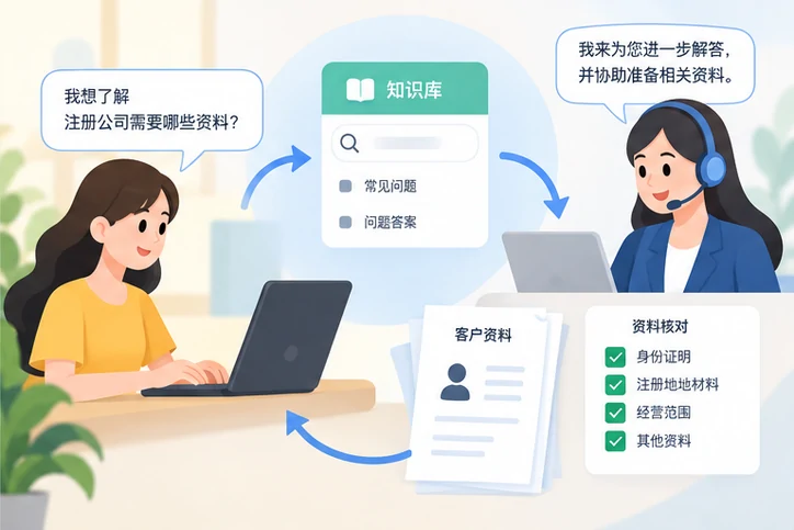 在线客服接待与咨询整理的服务场景示意