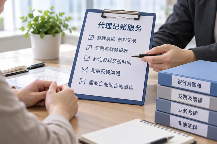 整理企业票据与日常账务资料的服务场景示意