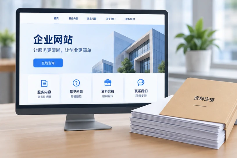 企业网站展示业务与服务信息的场景示意