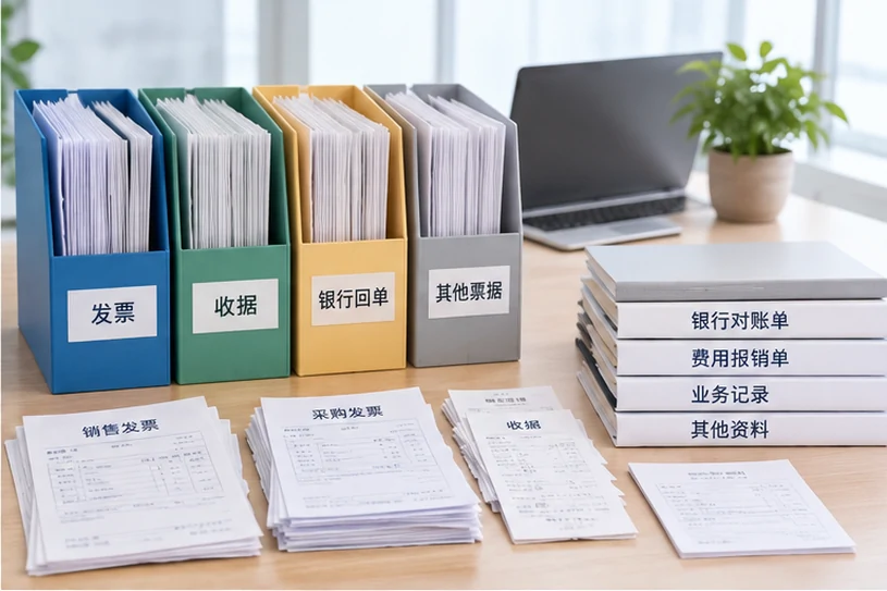 整理企业票据与日常账务资料的服务场景示意