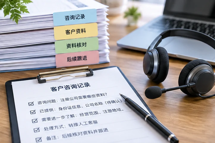 在线客服接待与咨询整理的服务场景示意