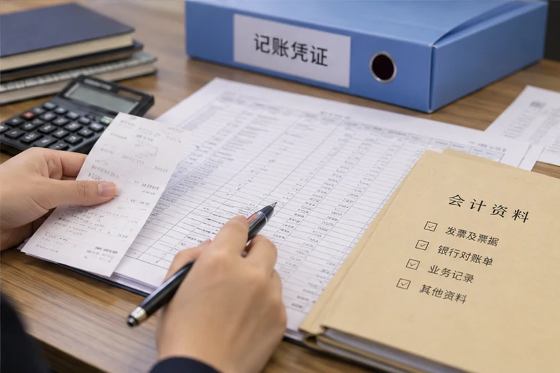 整理企业票据与日常账务资料的服务场景示意