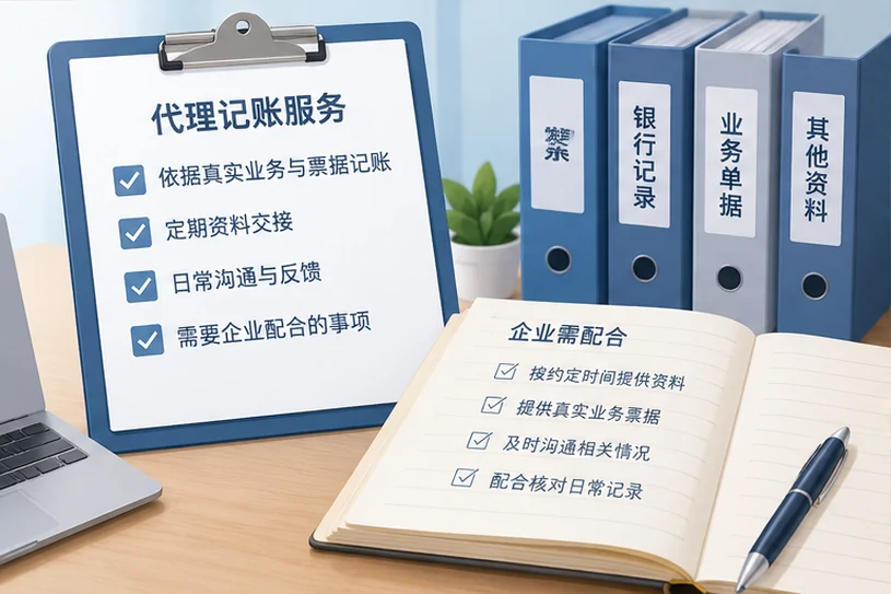 整理企业票据与日常账务资料的服务场景示意