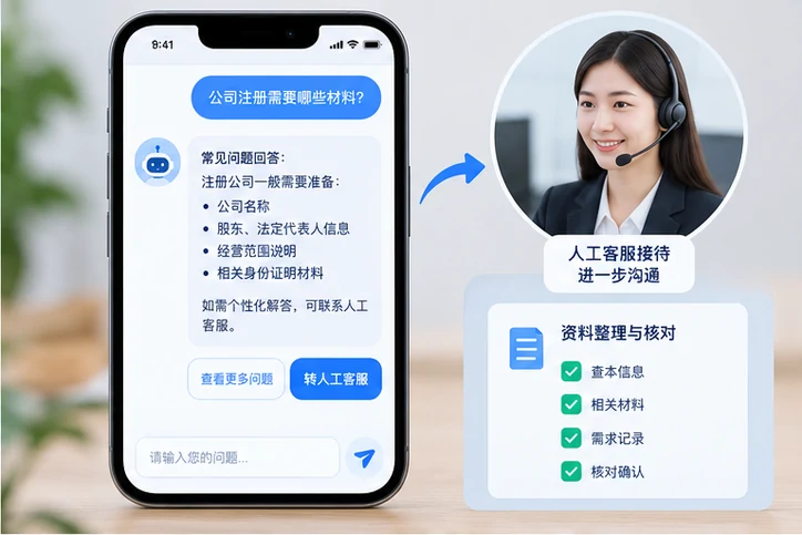 在线客服接待与咨询整理的服务场景示意
