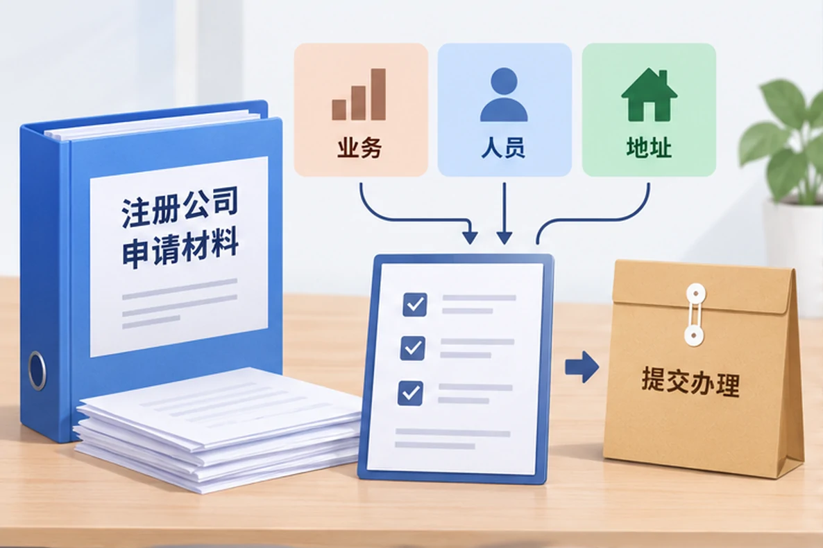 核对注册公司资料与办理事项的服务场景示意