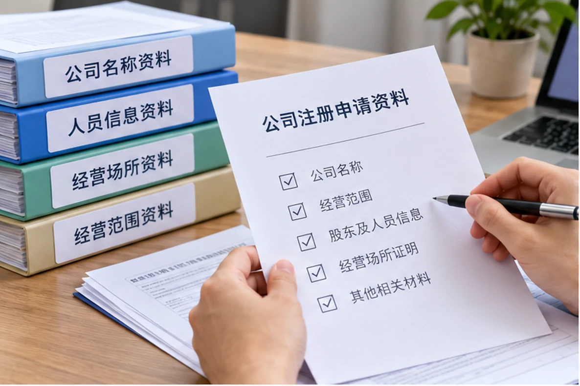 核对注册公司资料与办理事项的服务场景示意