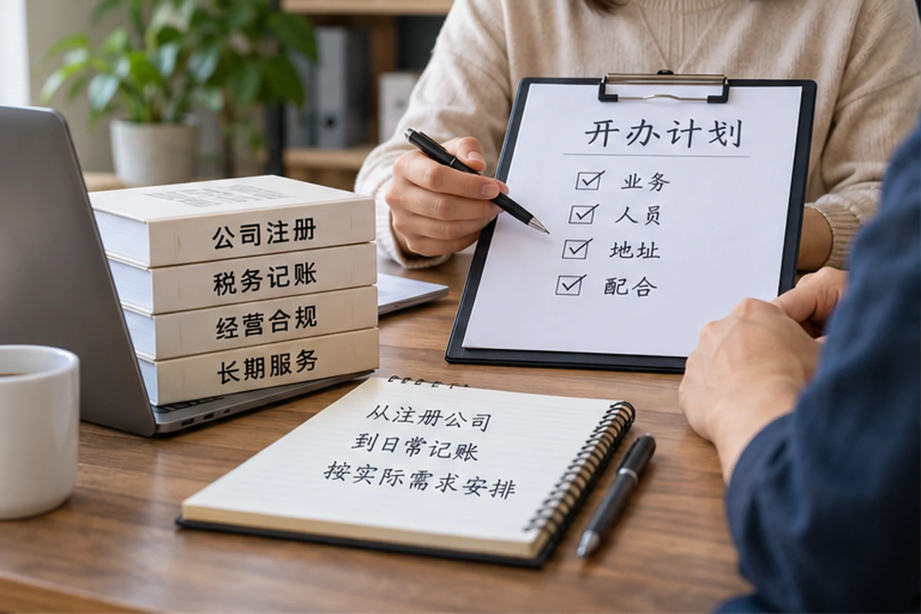 创业者一起整理开办计划的服务场景示意