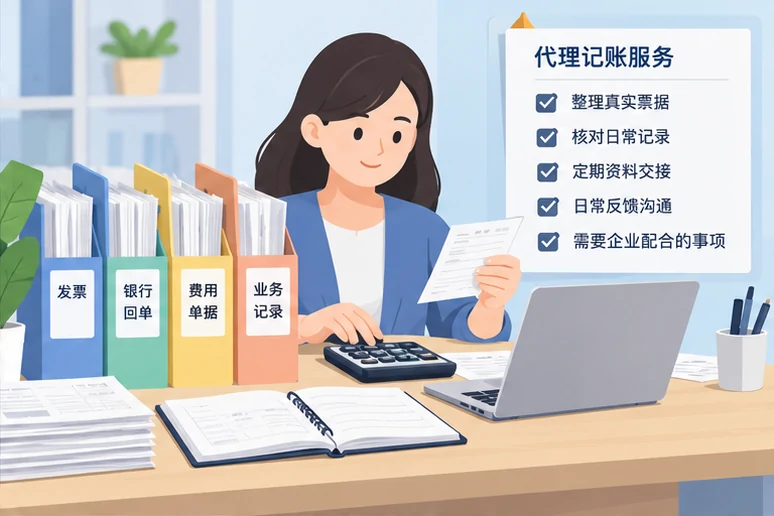 整理企业票据与日常账务资料的服务场景示意