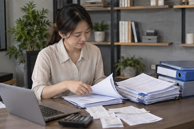 整理企业票据与日常账务资料的服务场景示意